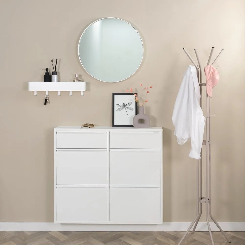 Fehér fém billenő ajtós cipőtartó 98x86x15 cm Billy – Spinder Design