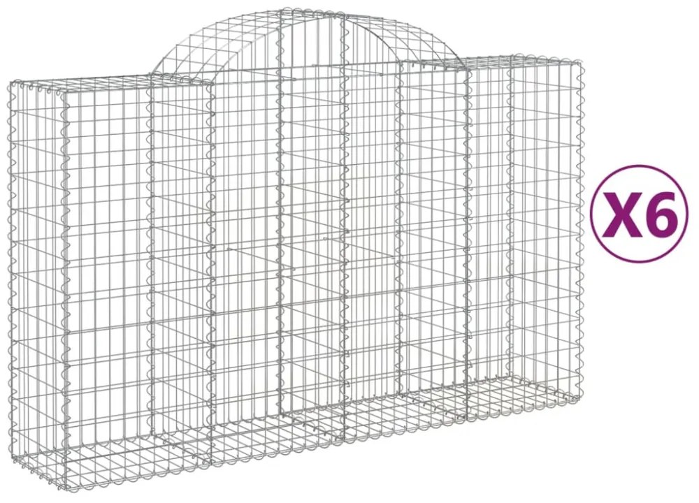 6 db íves horganyzott vas gabion kosár 200x50x120/140 cm