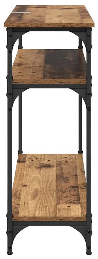 vidaXL Konzolasztal polcokkal Öreg fa 100 x 29 x 75 cm Faanyag