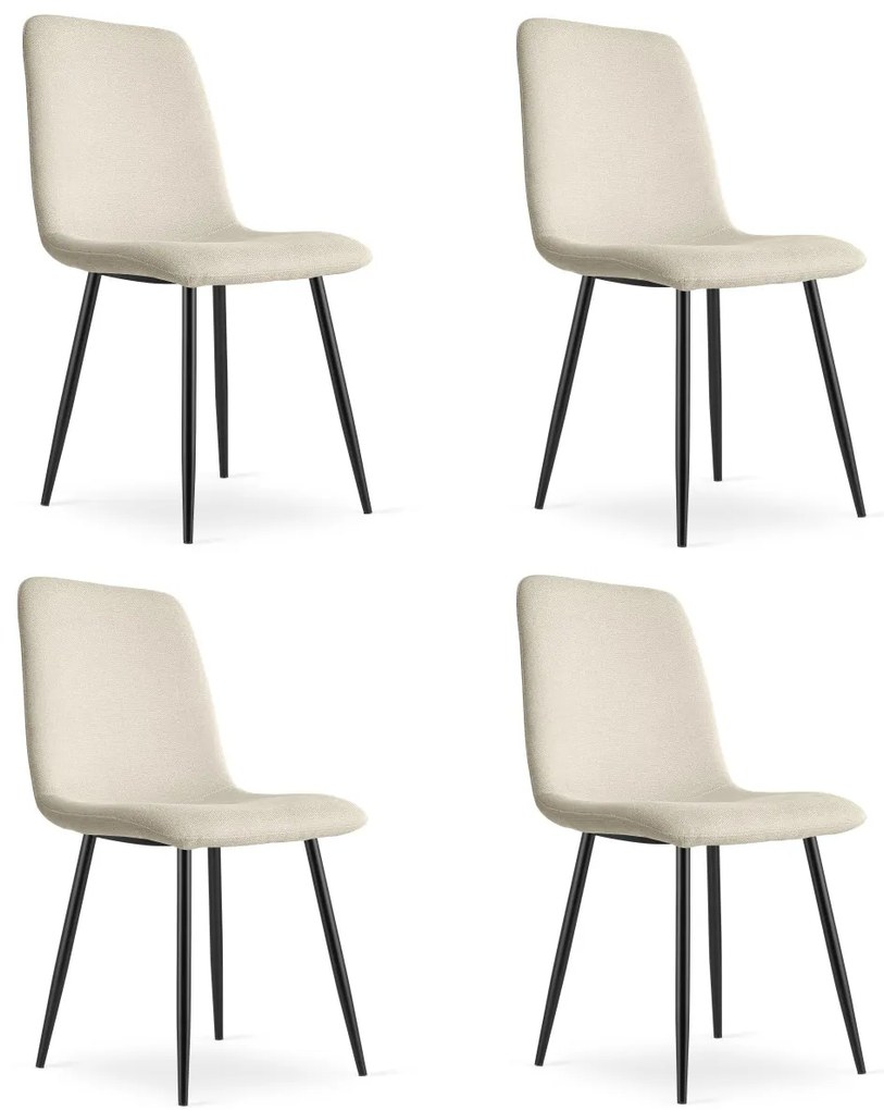 Étkező szett 1 + 4, CITY asztal 110x75 cm artisan tölgy + krémszínű RIFT étkezőszék fekete lábakkal