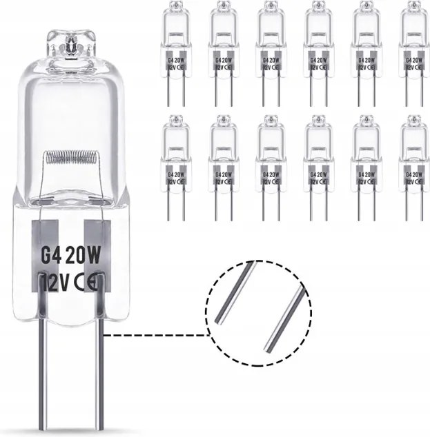 Halogén Izzó Halogén Jc G4 20W 12V Szálas 12 db