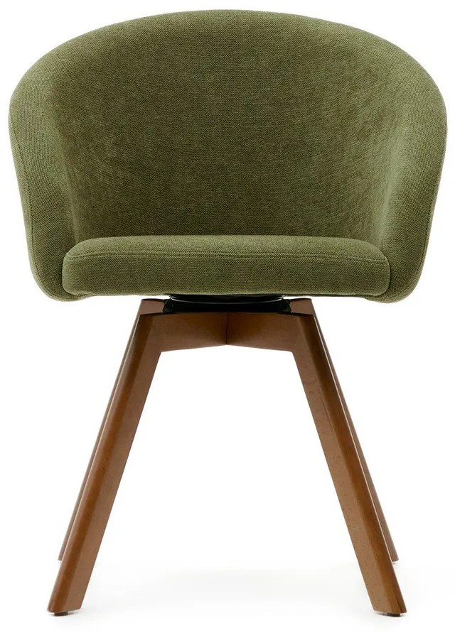 Zöld kárpitozott karfás étkezőfotel Marvin – Kave Home