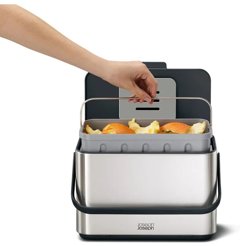 Ezüstszínű komposztálható hulladék gyűjtő 4 l Collect – Joseph Joseph