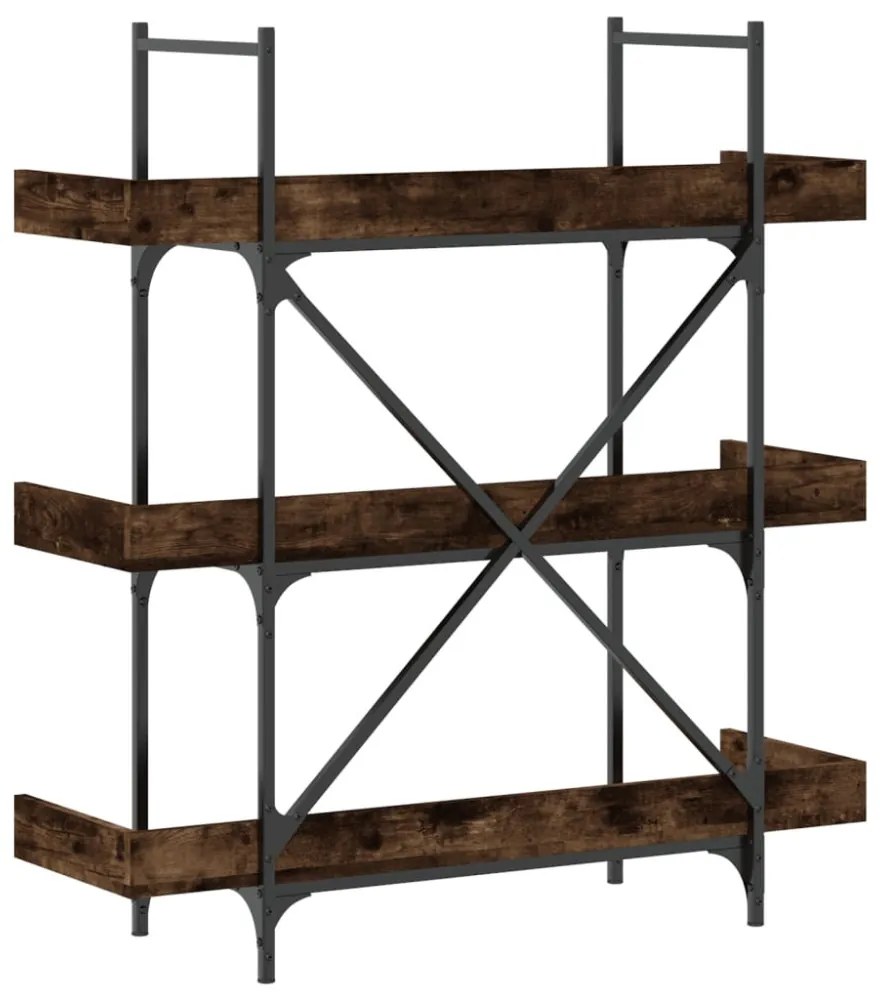 3-szintes füstös tölgy szerelt fa könyvespolc 100x33x108,5 cm