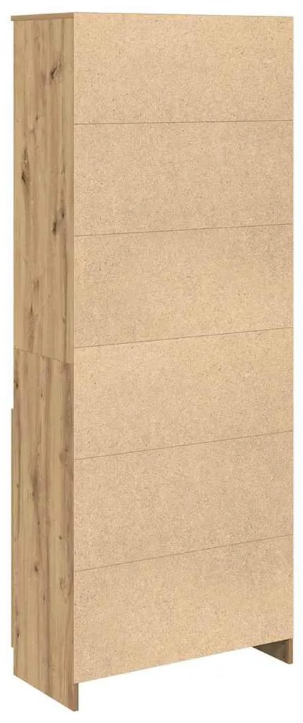 kézműves tölgy színű szerelt fa magasszekrény 70 x 35 x 180