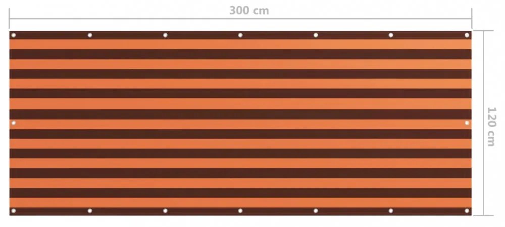 narancssárga-barna oxford-szövet erkélyparaván 120 x 300 cm