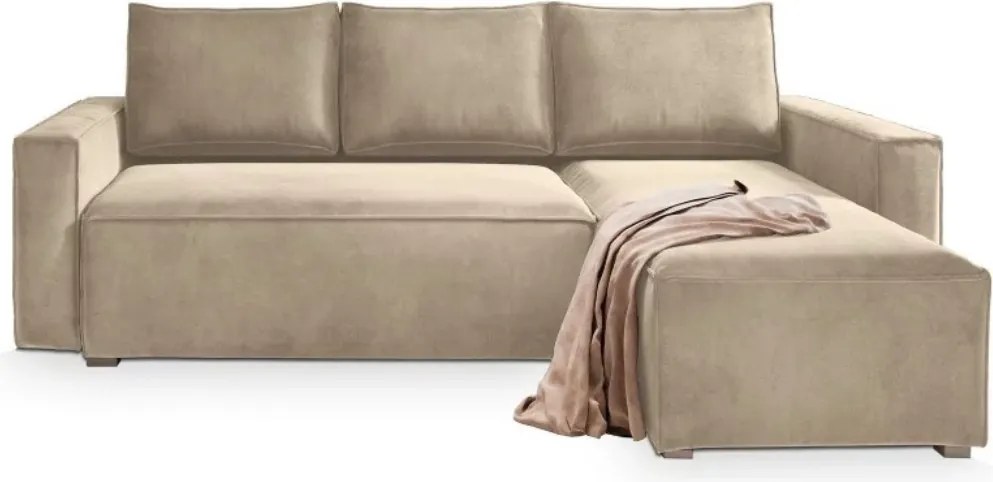 AKCIÓ Bézs kihúzható sarokkanapé CAVELO, kétoldalas II. osztály