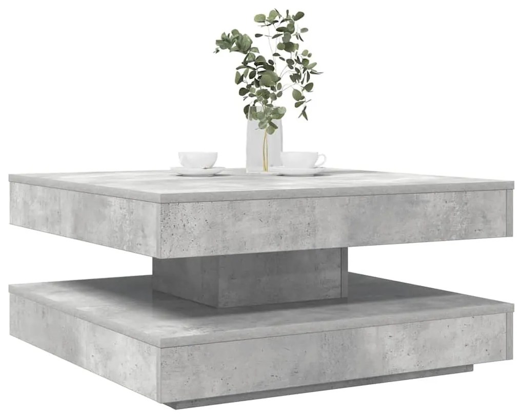 betonszürke dohányzóasztal 360 fokban forgatható 70x70x34,5 cm