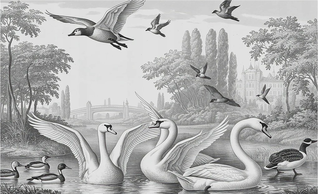 Divatos 3D Fali Tapéta Klasszikus táj 416x254 Ragasztóval