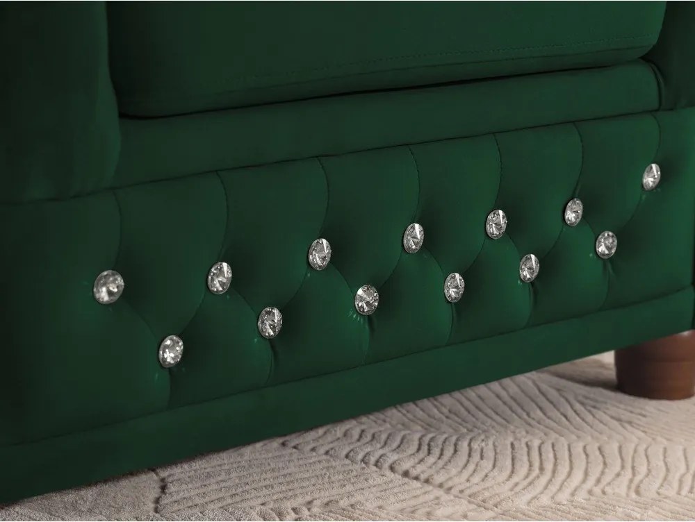 Zöld bársony kinyitható sarokkanapé (bal oldali-L alakú) York Blik – Ropez