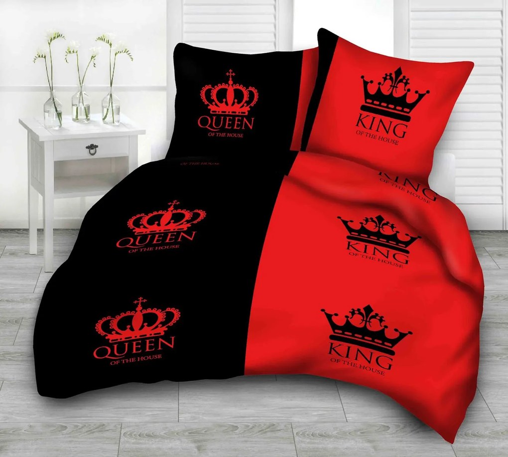 QUEEN ÉS KING FEKETE-VÖRÖS fotó ágynemű Ágynemű mérete: 140x200 cm, A csomag tartalma: Készletcsomagolás