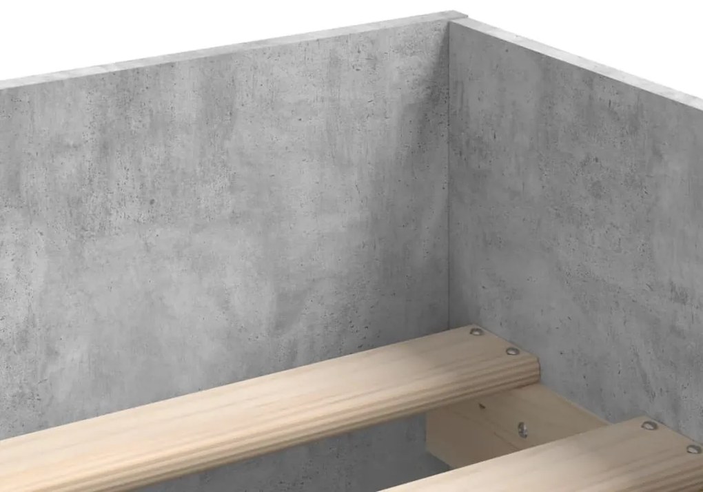 betonszürke ágykeret fiókokkal 90x200 cm