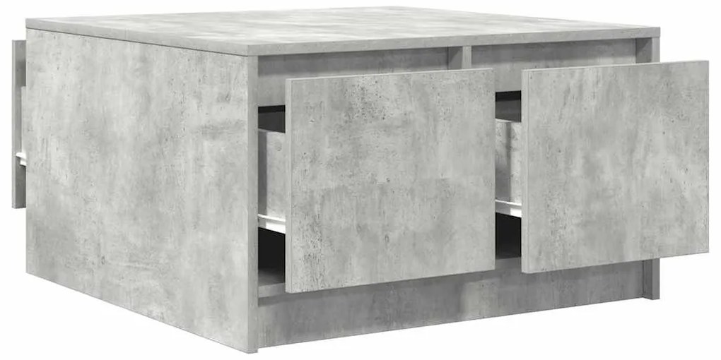 Betonszürke dohányzóasztal fiókokkal 70,5x70x40 cm