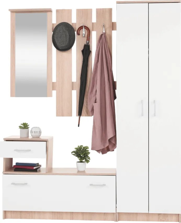 Előszobafal, sonoma tölgy/fehér, ASTER