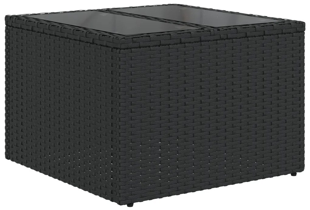 7 Darabos Kerti Kanapészett Párnákkal Fekete Poly Rattan