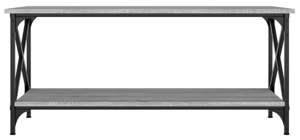 Szürke sonoma szerelt fa és vas dohányzóasztal 100 x 45 x 45 cm