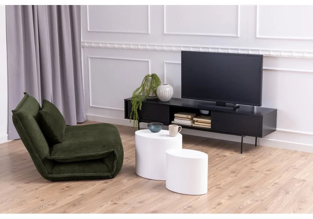Fekete TV-állvány kőrisfa dekorral 180x44,5 cm Angus – Actona
