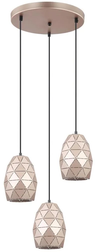 ITALUX MDM-3480/3A GD - Csillár zsinóron HARLEY 3xE27/40W/230V Rózsaarany