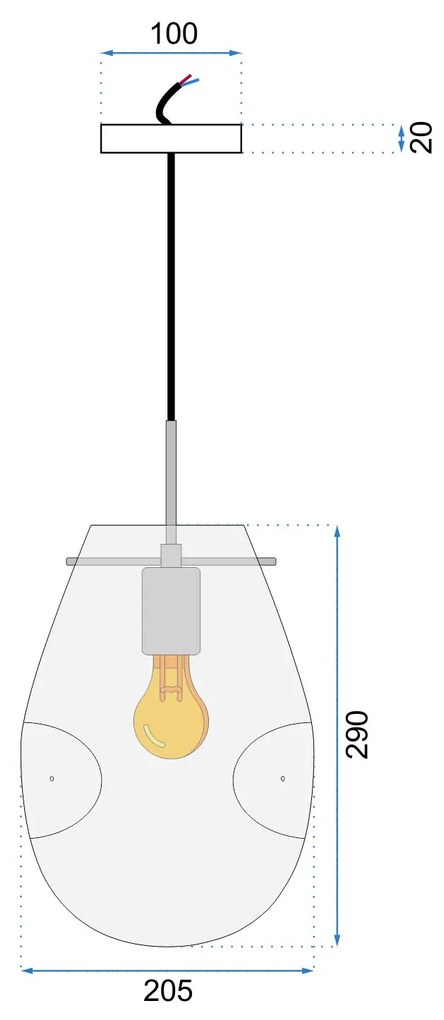 Toolight Szerszámlámpa borostyán, álmennyezeti lámpa 1xE27 APP328-1CP, arany, OSW-00670