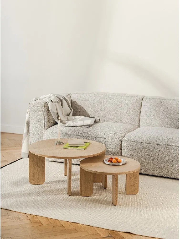 Natúr színű kerek dohányzóasztal tölgyfa dekoros asztallappal ø 55 cm Kuvu – noo.ma