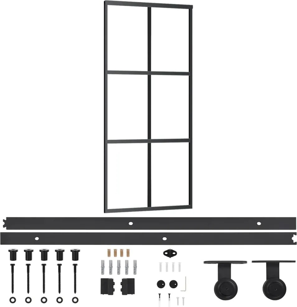 vidaXL ESG üveg és alumínium tolóajtó fémszerelvény-szettel 90x205 cm