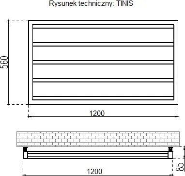 Dekorációs Radiátor Tinis H560 L1200 Arany