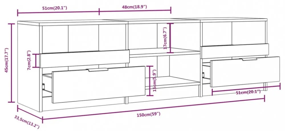 betonszürke szerelt fa TV-szekrény 69,5x30x50 cm