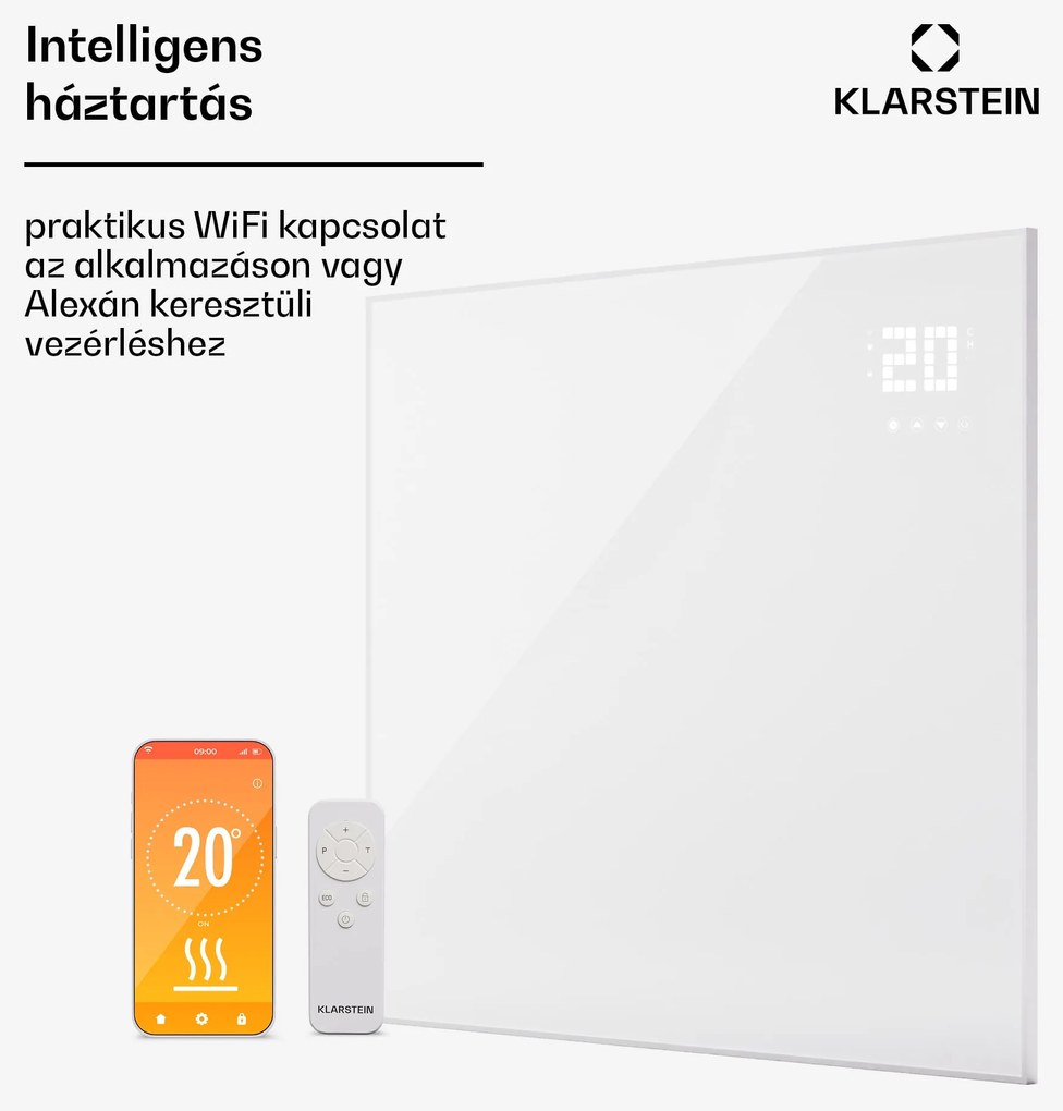 Klarstein Wonderwall Smart Bornholm, infravörös hősugárzó, 120 x 100 cm, 1200 W, applikáció