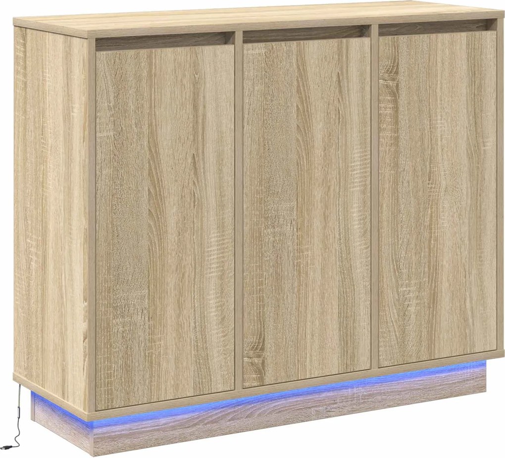 vidaXL LED tálaló Sonoma tölgy 90 x 32 x 75 cm Faanyag