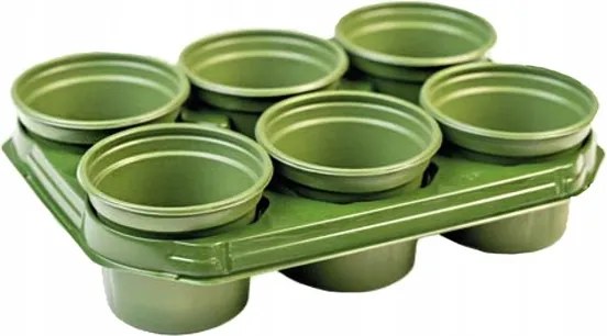 Vetőgép szett 6db 12cm átmérőjű zöld kaspó tálca