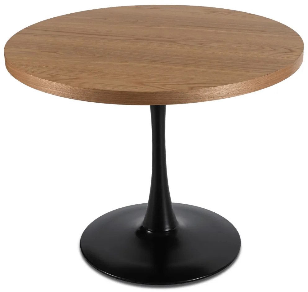 Kerek Étkezőasztal Arany Tölgy/Fekete Színben. LINO 100 cm