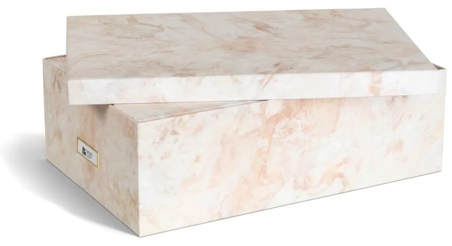 Bézs fedeles dekoratív karton tárolódoboz szett 3 db-os 31x47x15,5 cm Inge Paper Laminate – Bigso