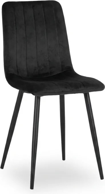 Fekete bársony szék LAVA ONYX fekete lábakkal
