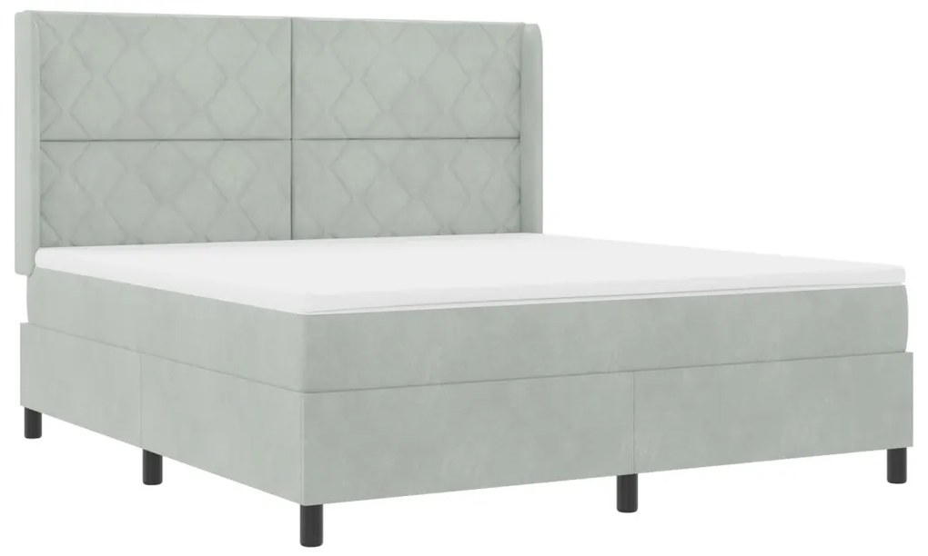 Boxspring Ágy Matrac és LED Világítás Szürke 180x200 cm Bársony