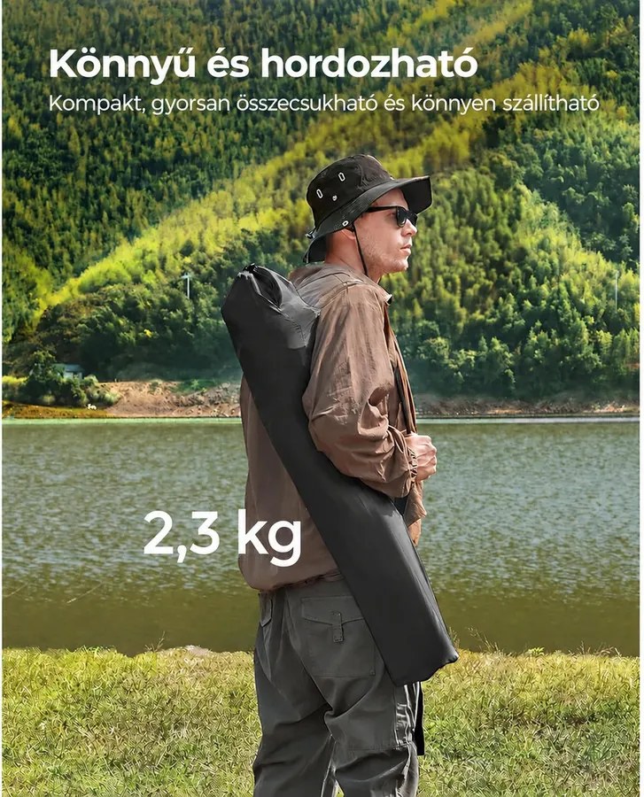 Összecsukható kempingszék 2 db-os, kültéri székek karfával és pohártartóval