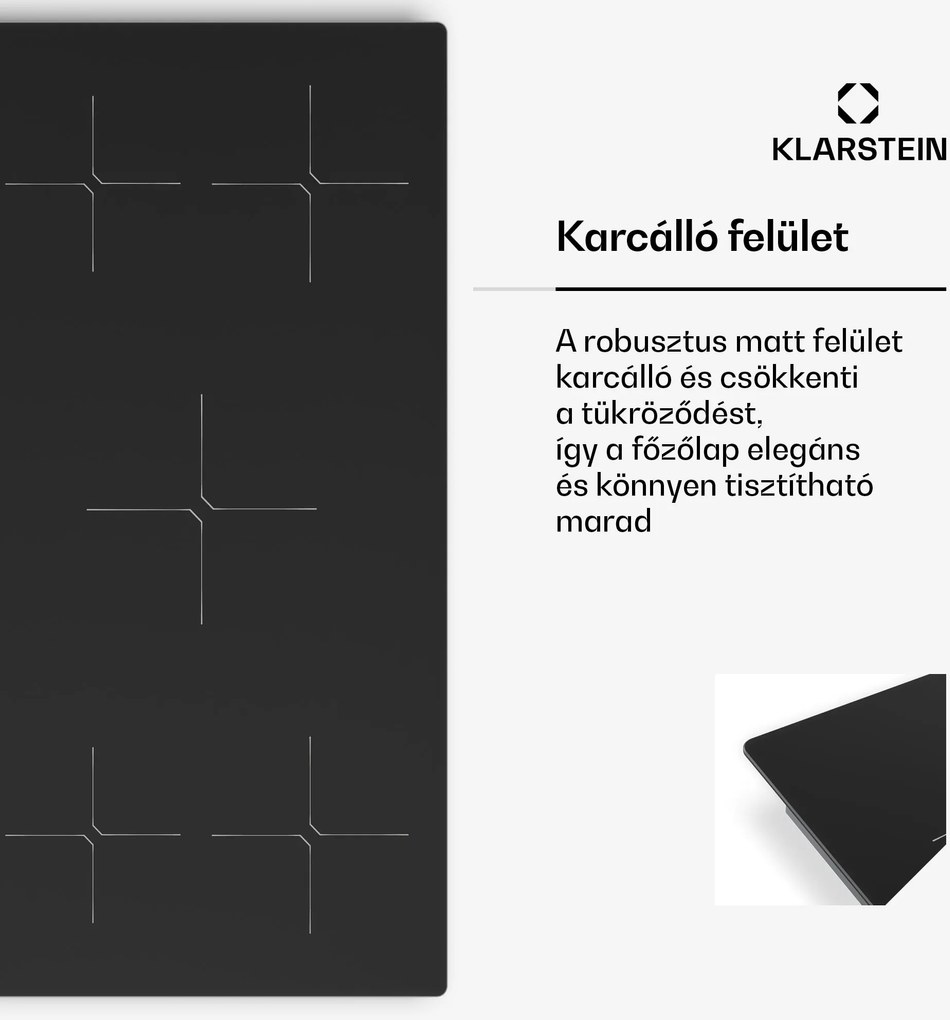 Klarstein PowerGlide indukciós főzőlap | karcálló felület | 5 főzőzóna | 9800 W | 90 cm