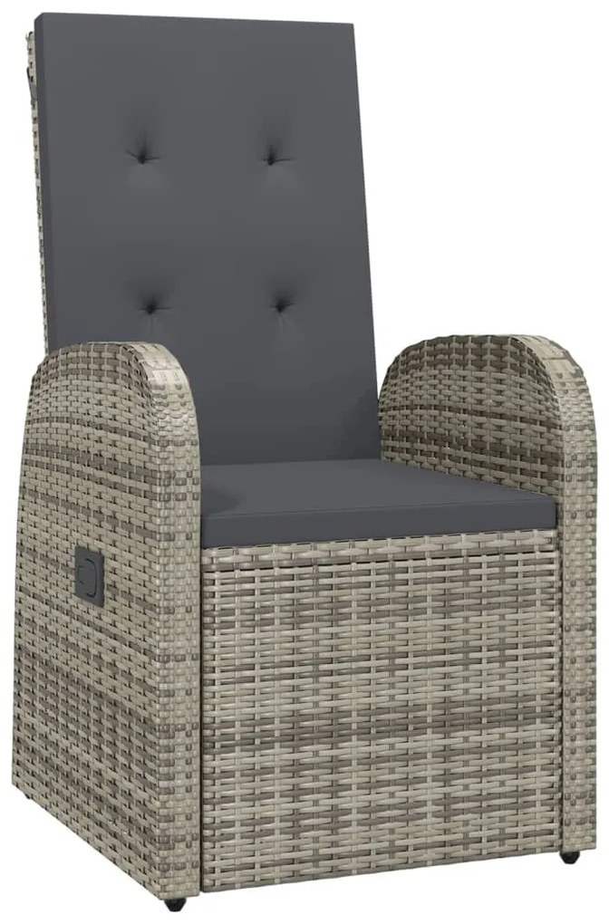 3 részes szürke polyrattan kerti étkezőgarnitúra párnával