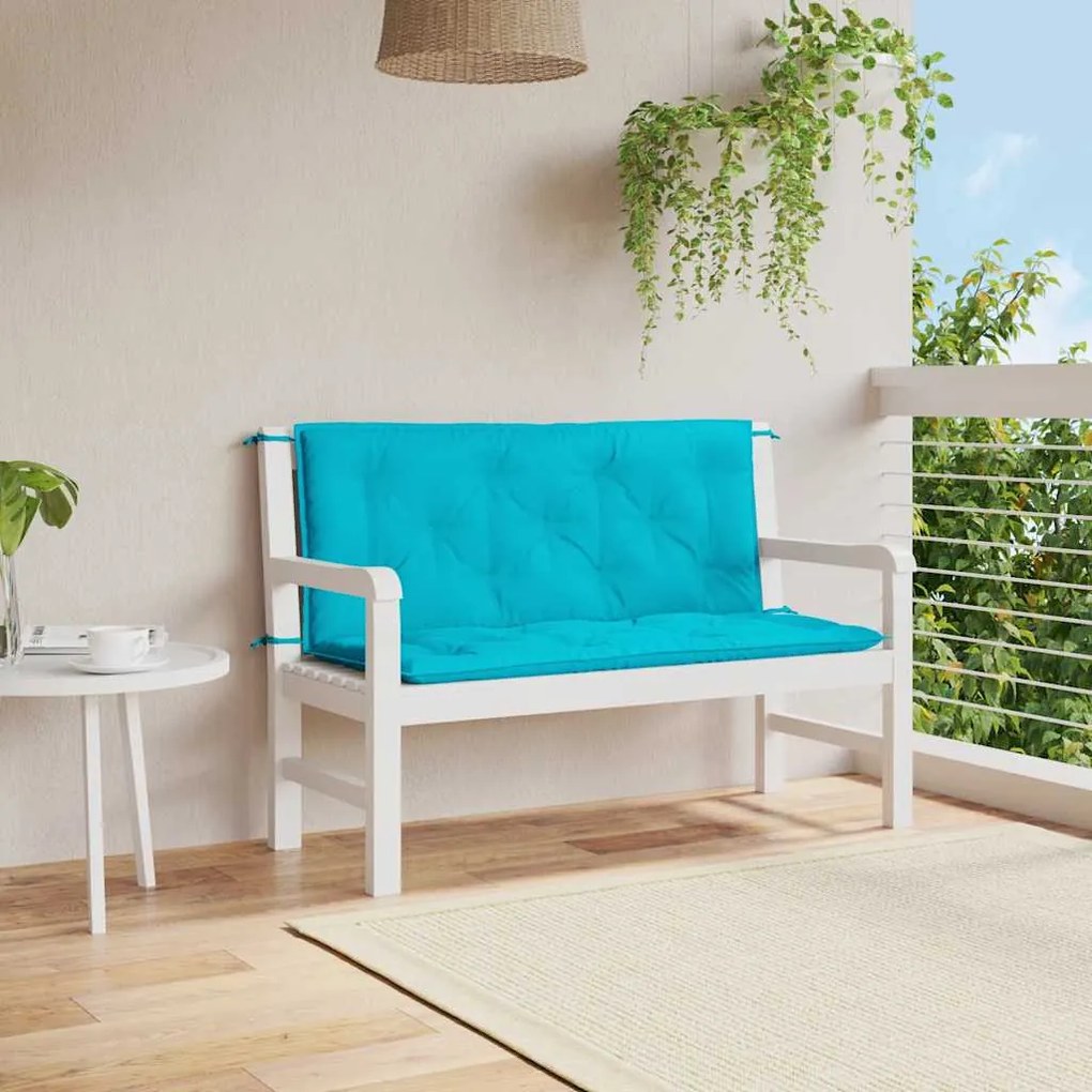 2 db türkizkék szövet kerti padpárna 120 x 50 x 7 cm