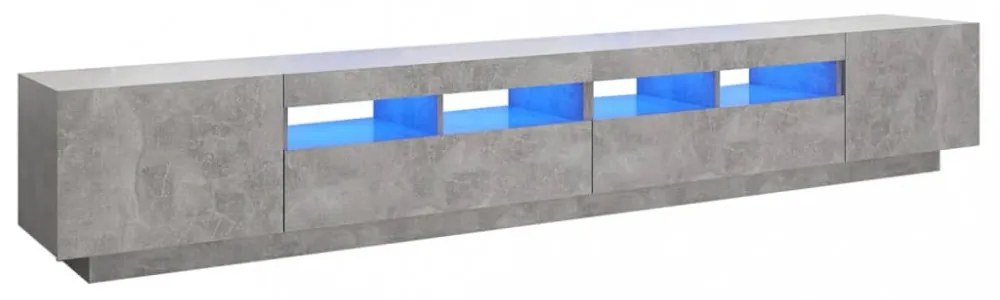 betonszürke TV-szekrény LED-lámpákkal 260 x 35 x 40 cm