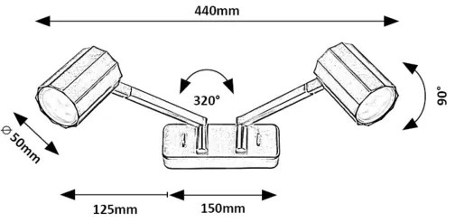 Rabalux 73028 - Fali spotlámpa KARTER 2xGU10/5W/230V