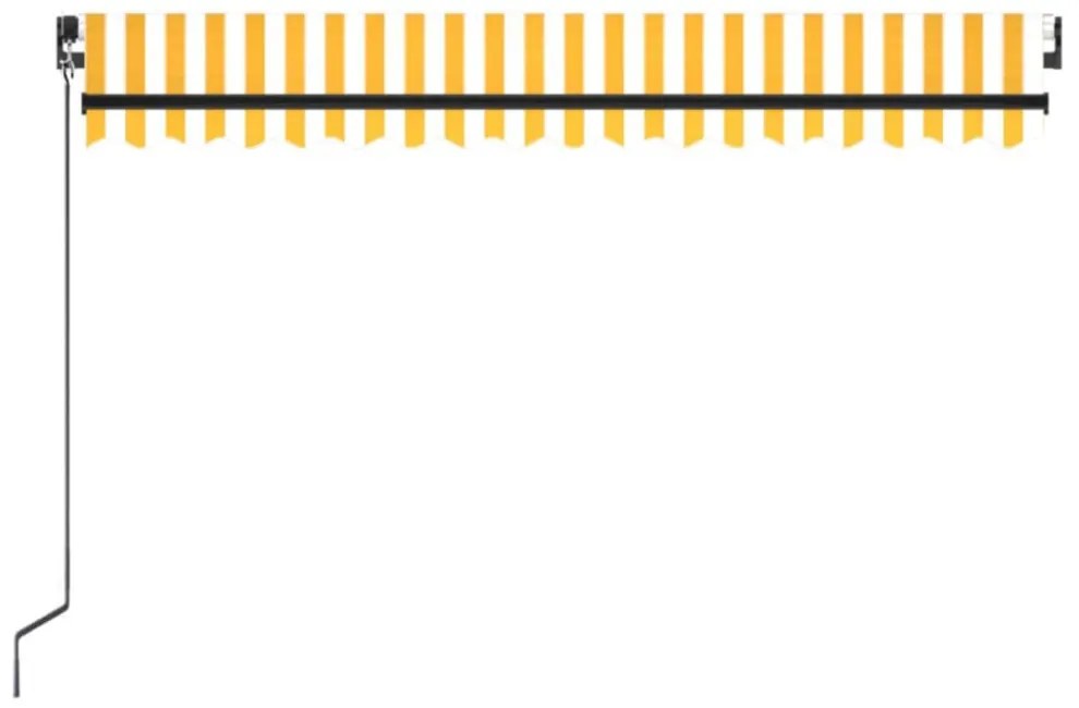 sárga és fehér kézzel kihúzható LED-es napellenző 400 x 350 cm