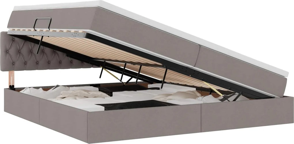 vidaXL Ágy tárolóval és matraccal Tópszínű 200 x 200 cm Faanyag