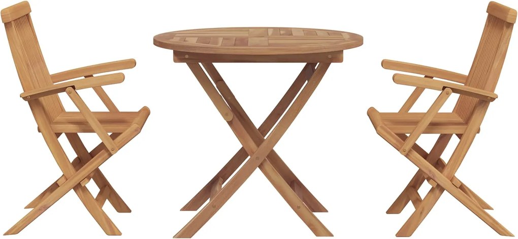 vidaXL Kert étkező szett 3 pcs Barna Tömör Akácfa