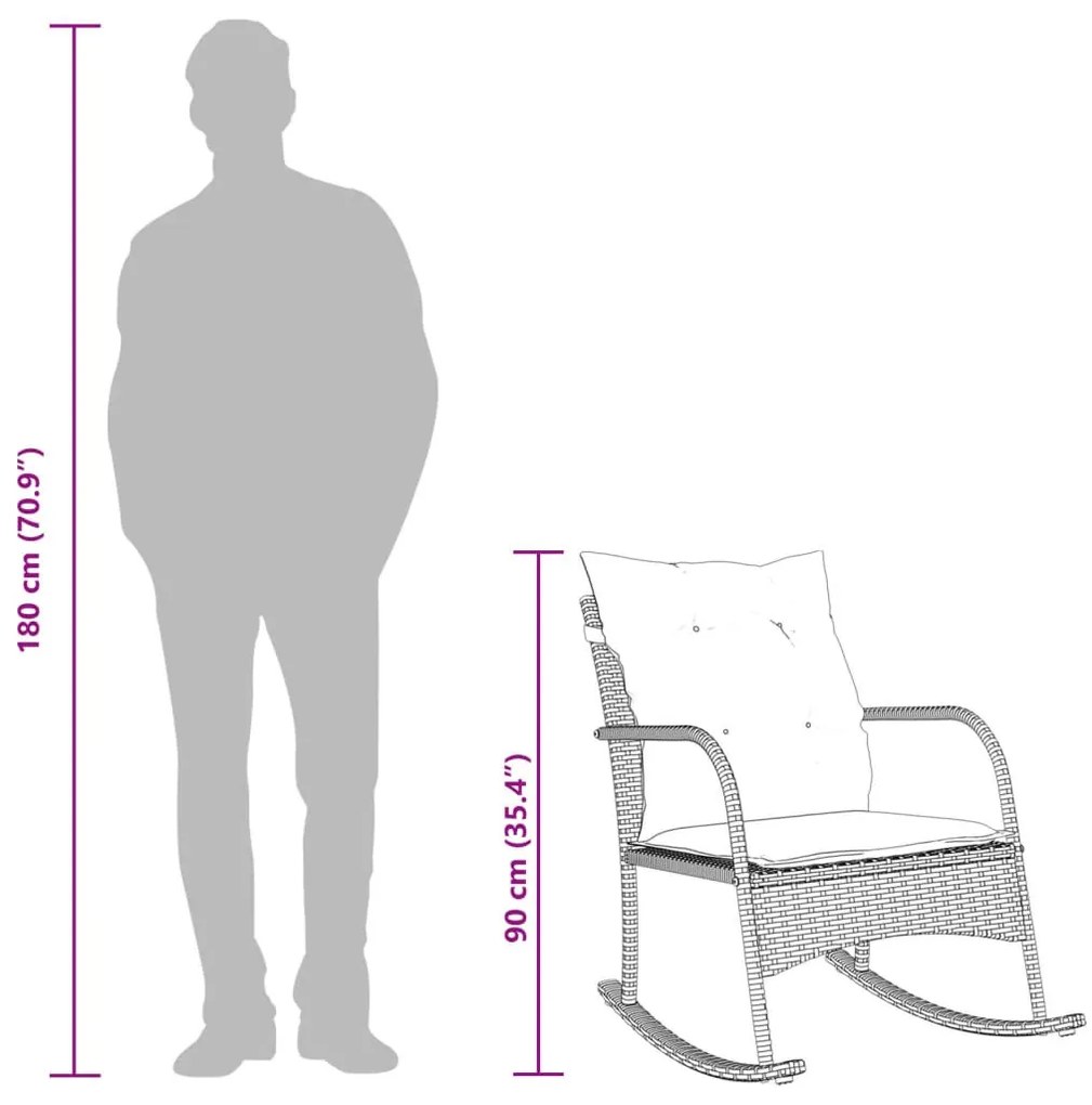 barna polyrattan kerti hintaszék párnákkal