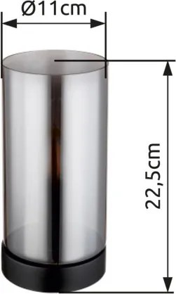 Globo 21002T Asztali lámpa fém fekete matt, füstszínű üveg, billenőkapcsoló a kábelen, ø: 110mm, M:225mm, kábelhossz 1500mm, nem tartozék: 1x E14 25W 230V