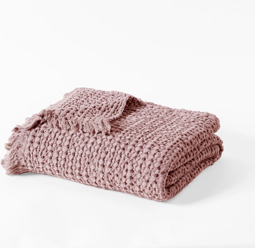 Pamut ágytakaró rojtokkal 125x200 VitalHome Rózsaszín ND27965