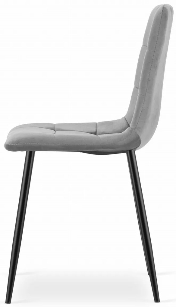 Világosszürke bársony szék KARA fekete lábakkal