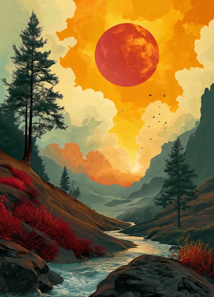 Poszter 39,5x55cm Vad folyó Alkonyat