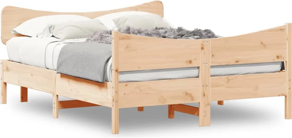 vidaXL tömör fenyőfa ágy matrac nélkül 135 x 190 cm
