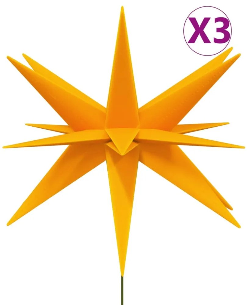 3 db összecsukható tüskés sárga LED-es karácsonyi lámpa 57 cm